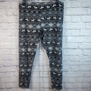 Faded Glory Soft Knit Holiday Legging, XL (16-18), Black, Gray, & White